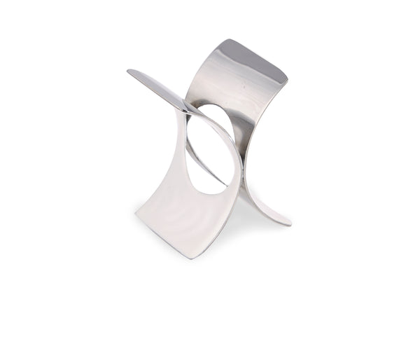 Raglan - White Enamel & Metal Napkin Ring