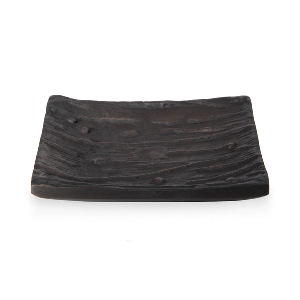 Portobello - Black Metal Soap Dish with a Bark Texture
