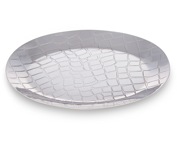 Hampstead - Oval Metal Soap Dish with a Animal Print, Crocodile Skin Texture