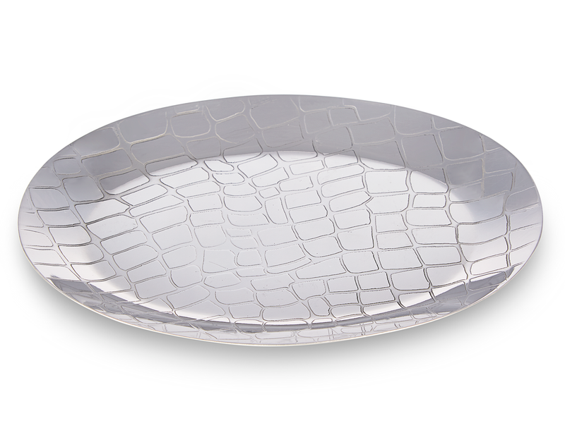 Hampstead - Oval Metal Soap Dish with a Animal Print, Crocodile Skin Texture