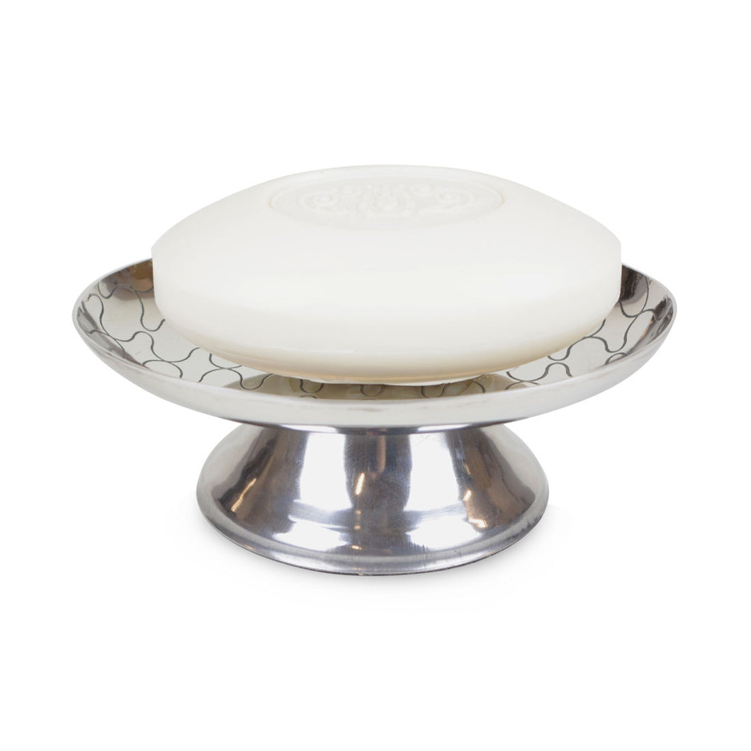 Novello - Polished Metal Soap Dish with Embossed Pattern