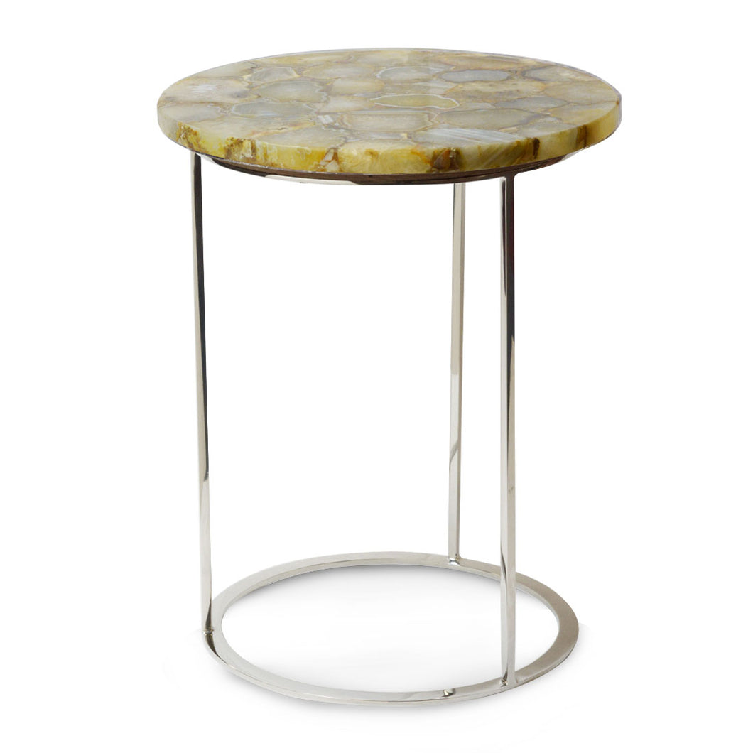 Everest - Cream Brazilian Agate stone on a polished metal frame