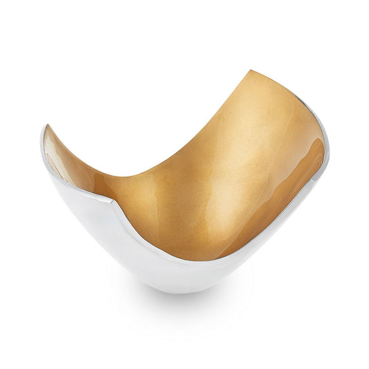 Kingly Large - Gold Curved metal and enamel fruit bowl