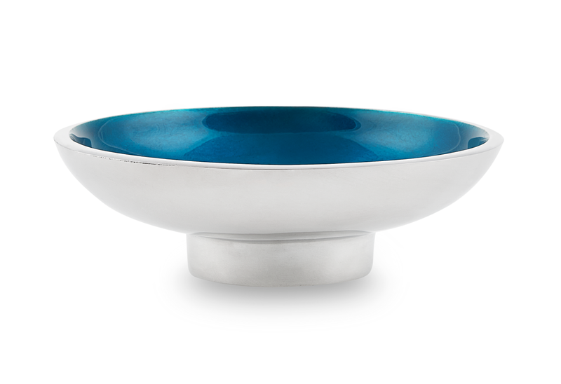 Beaumont - Round Metal & Blue Enamel Fruit Bowl