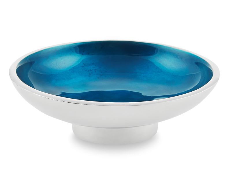 Beaumont - Round Metal & Blue Enamel Fruit Bowl