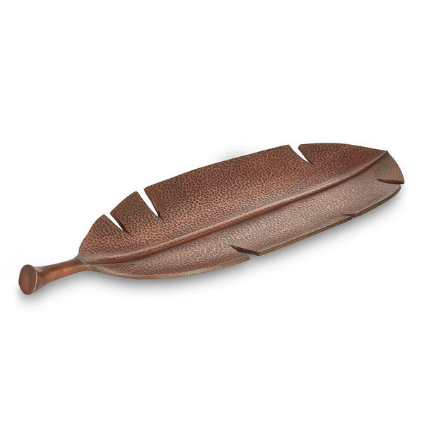 Copperfield Tray - Hammered Copper Leaf Shaped Tray
