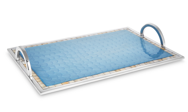 Godfrey - Small Rectangular Sea Blue Tray with handles