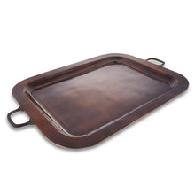 Load image into Gallery viewer, Lansdowne Tray - Antique Copper Metal Serving Tray  Large
