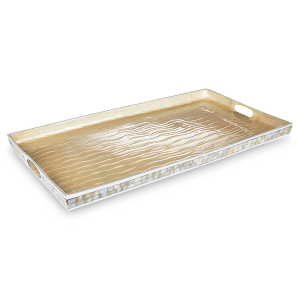 Eton - Large Cream Enamel with Mother Of Pearl Tray - size is 70cm by 37 cm