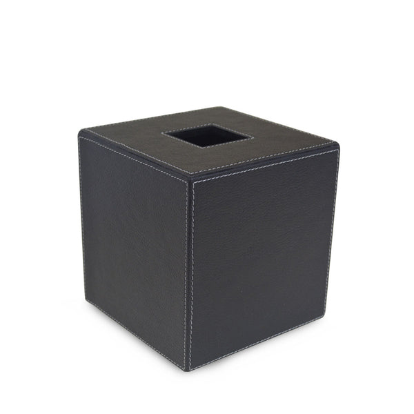 Monrow - Black Faux Leather Tissue Box Cover