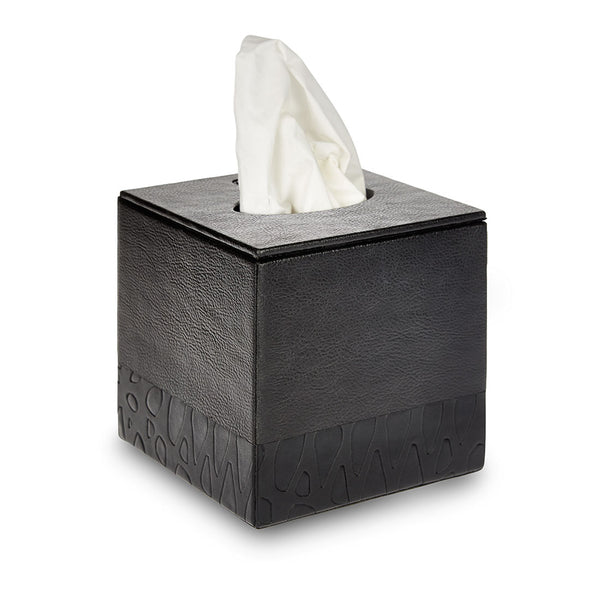 Bartley - Black Faux Leather Tissue Box Cover
