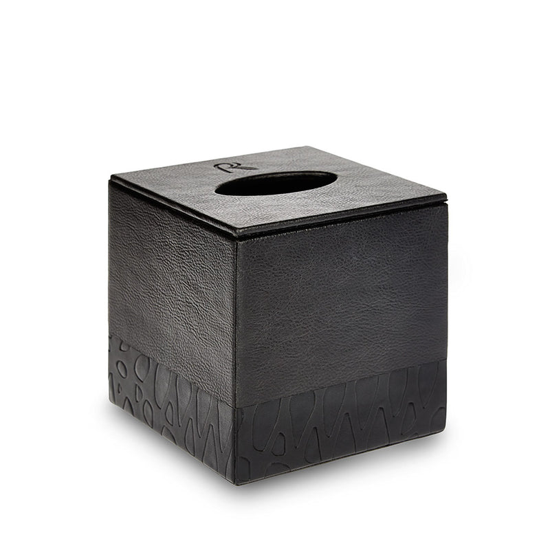 Bartley - Black Faux Leather Tissue Box Cover