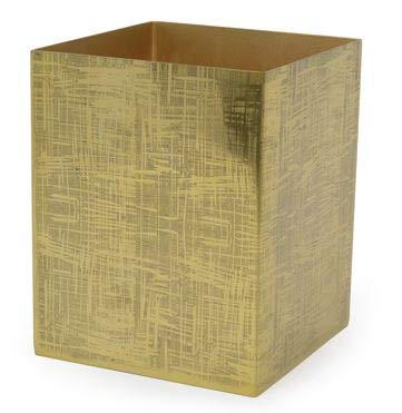 Wastepaper Bin Compact Square Textured Gold Brass