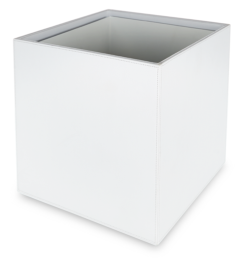 Russell  - White Faux Leather Square Waste Bin -Size 35cm*30cm