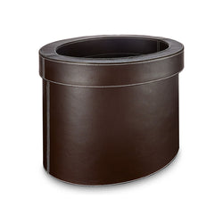 Farringdon - Oval Faux Brown Leather Waste Bin - Dimensions: L33 x W24 x H26 cm