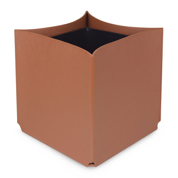 Diamond – Faux Leather Waste Bin in Light Brown With Inverted sides.