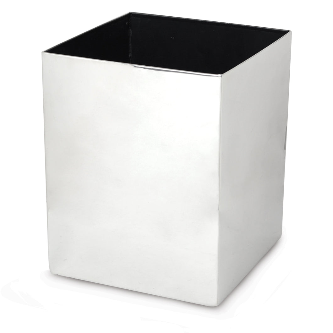 Betchley - Polished Silber Metal Waste Bin with Black Coating inside -  Dimensions: Length 20cm, Height 25cm