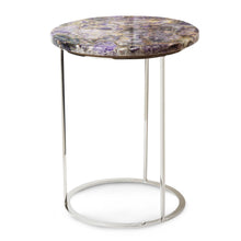 Load image into Gallery viewer, Jubilee Crescent - Purple Brazilian Agate Stone on a Polished Metal Frame
