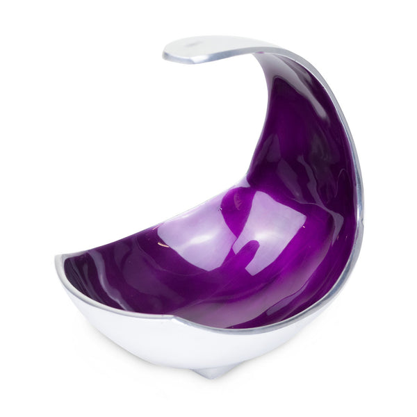 Appleford - Polished Purple Metal Fruit Bowl with Enamel Interior - dimensions 20cm by 19cm