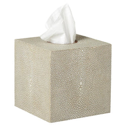 Taupe - Taupe Faux Shagreen Square Tissue Box Holder - Taupe- 14cm