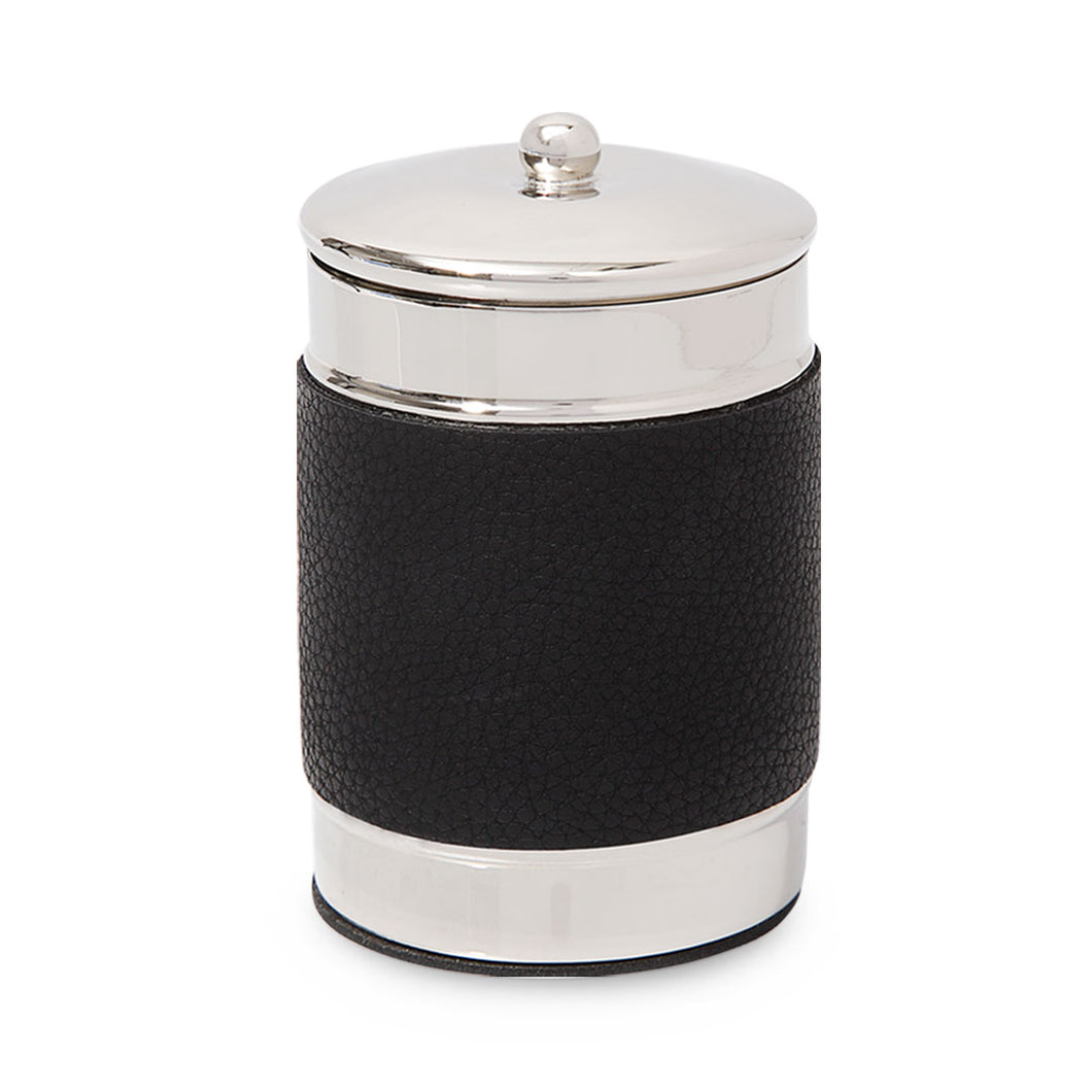 Otto - Bath Salt Container in Polished Metal With Leather Band